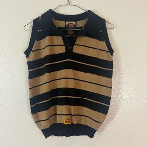 FB country Charlie Brown striped sleeveless collared vest L